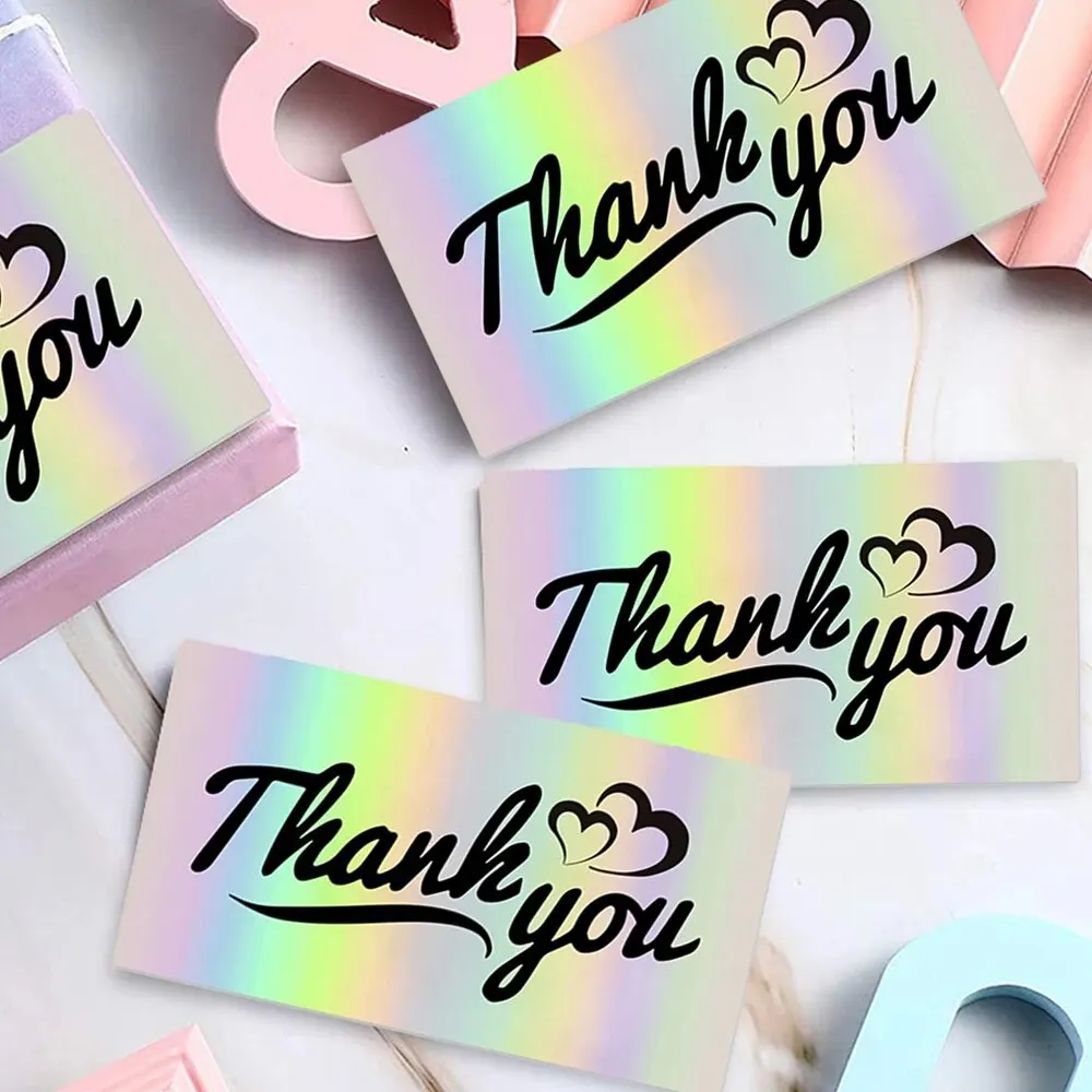 30/50pcs Thank You Cards For Small Business Colorful Laser Paper Thank You For Your Order \