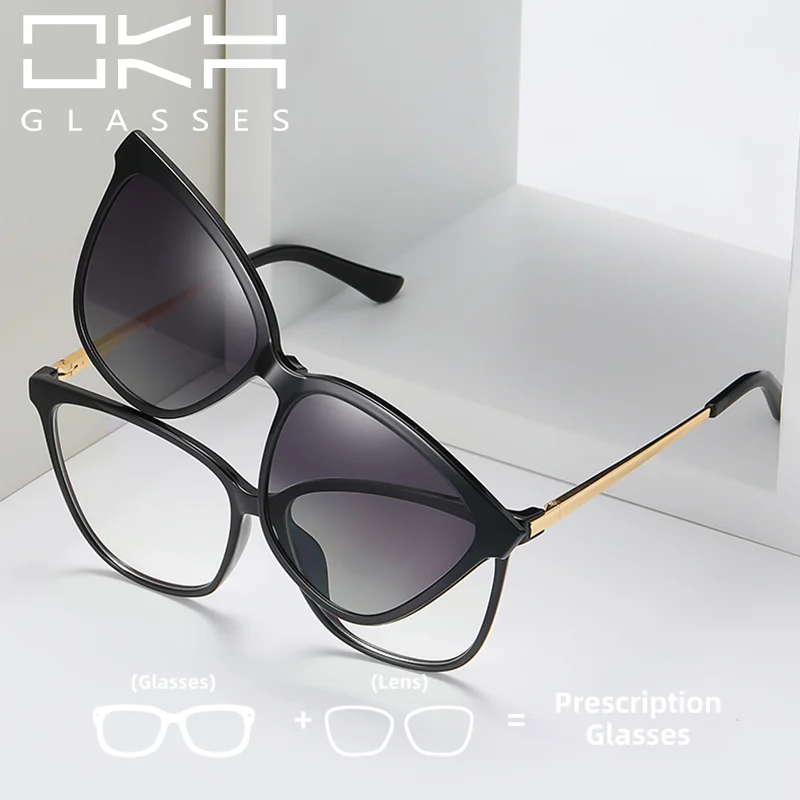 

Солнцезащитные очки-клипсы OKH с большой оправой, магнитные, двойного назначения, поляризованные, для мужчин и женщин, с защитой от синего света, оправа для очков для чтения