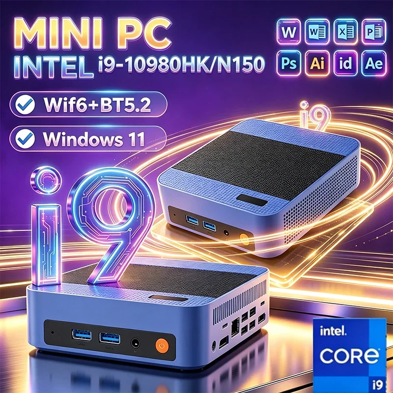 MINI PC Windows 11 Intel Core i9 10980HK i3 6100U DDR4 16GB 32GB SSD 1TB 2TB Computer Gaming BT5.2 Portable Desktop PC Gamer