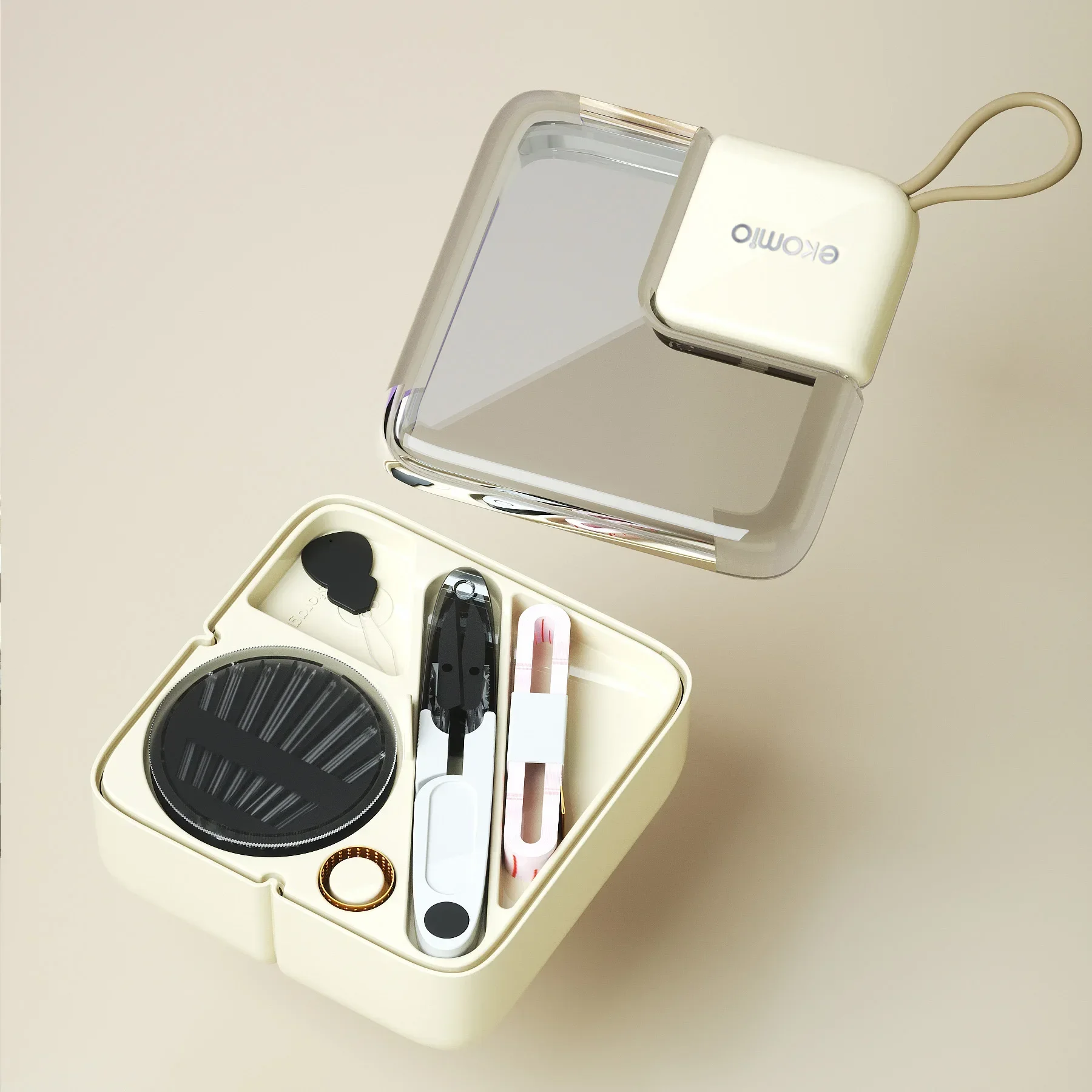 Diy venda luz conjunto de caixa de costura luxo multifuncional alfaiate casa kit costura portátil mini costura caixa armazenamento transparente meninos