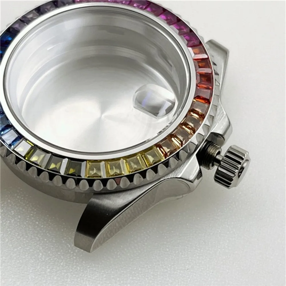 

41MM Rainbow Bezel Case Sapphire Glass Oyster/ Jubilee Strap For NH35A/NH36/4R35A/4R36A Modify Diving Mechanical Watch Parts