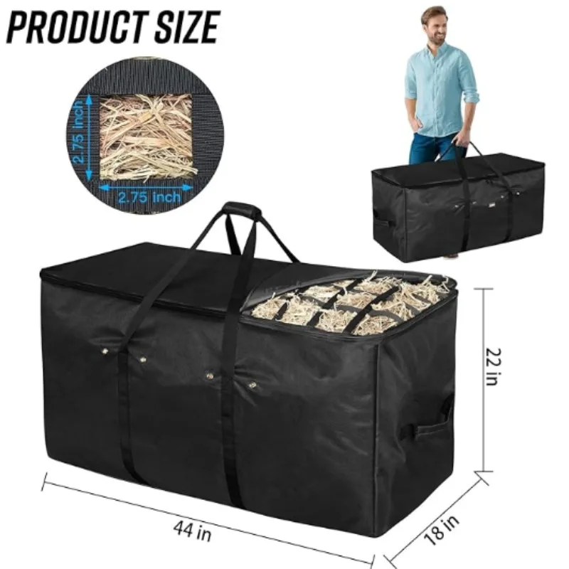 Foldable Portable Hay Bag Horse Feeder Tote Collapsible Dry Grass Sack Livestock Feeding Moving