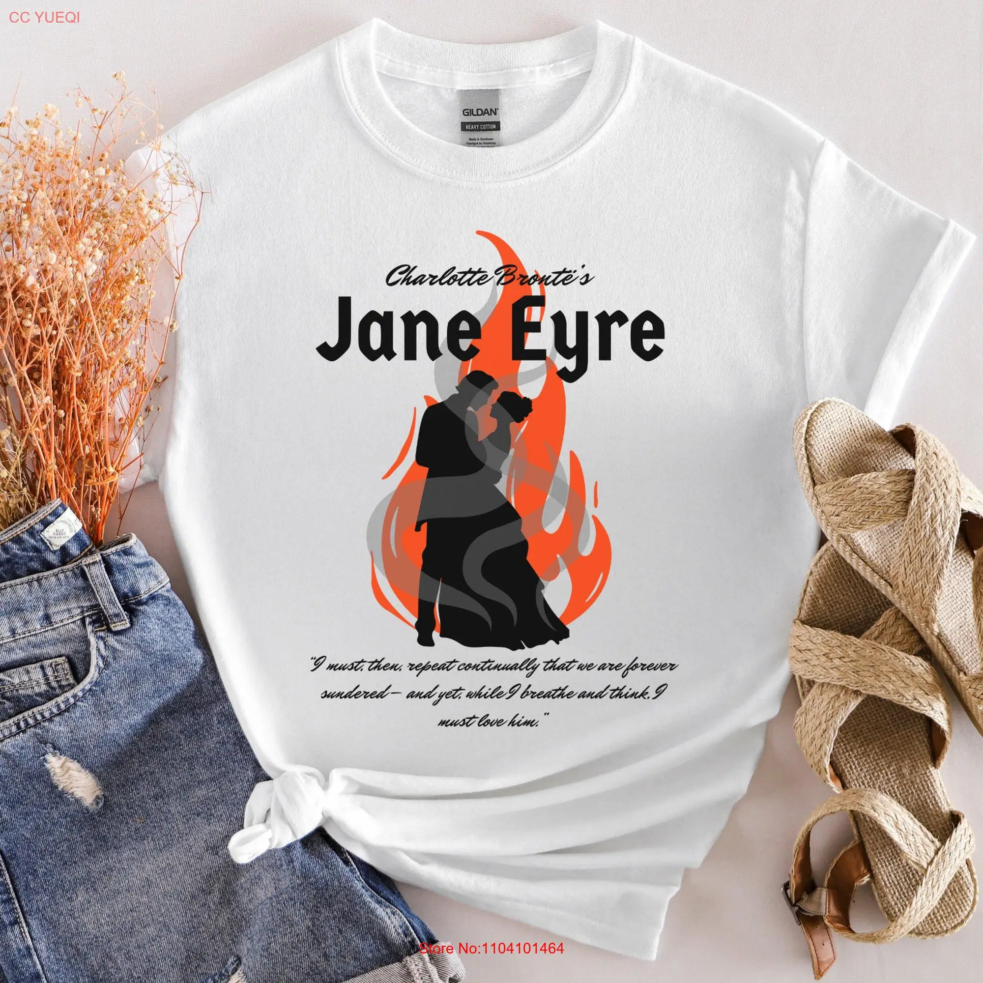 Jane Eyre Charlotte Bronte Classic Literature BookTok Reading Reader Fire Victorian Mr Rochester Softstyle T Shirt