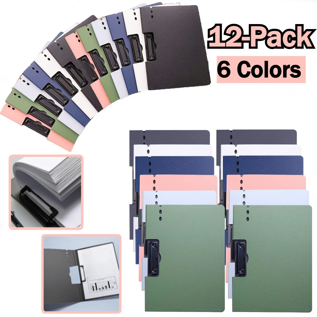 

Упаковка из 12 складных папок формата А4, 360 градусов, с металлическим зажимом и держателем для ручек, 6 цветов, полевая рабочая вывеска, планки для ухода за больными