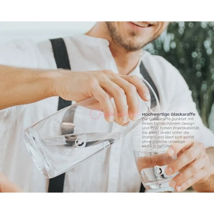 حزمة مياه لمرشح مياه الطاولة AQUAlizer Station مع 2 خرطوشة فلتر وإبريق زجاجي إضافي للاستخدام المنزلي والمطبخ I #6