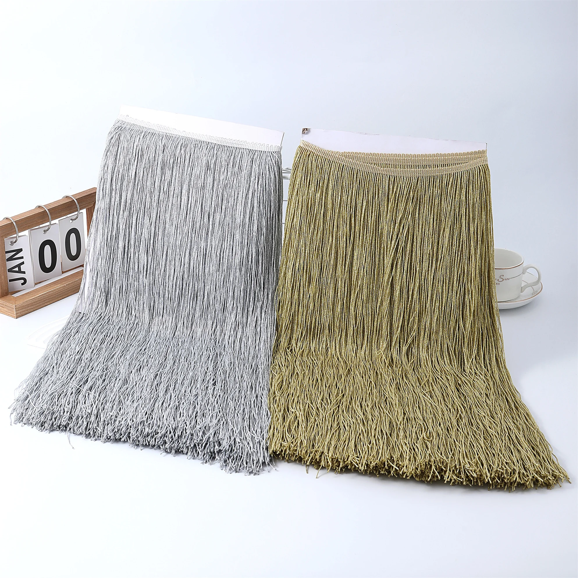 

2Yards/Lot 50CM Wide Gold Silver Silk Nylon Fringe Tassel Lace Trim Sew Latin Dress Stage Garment Curtain DIY Accessories