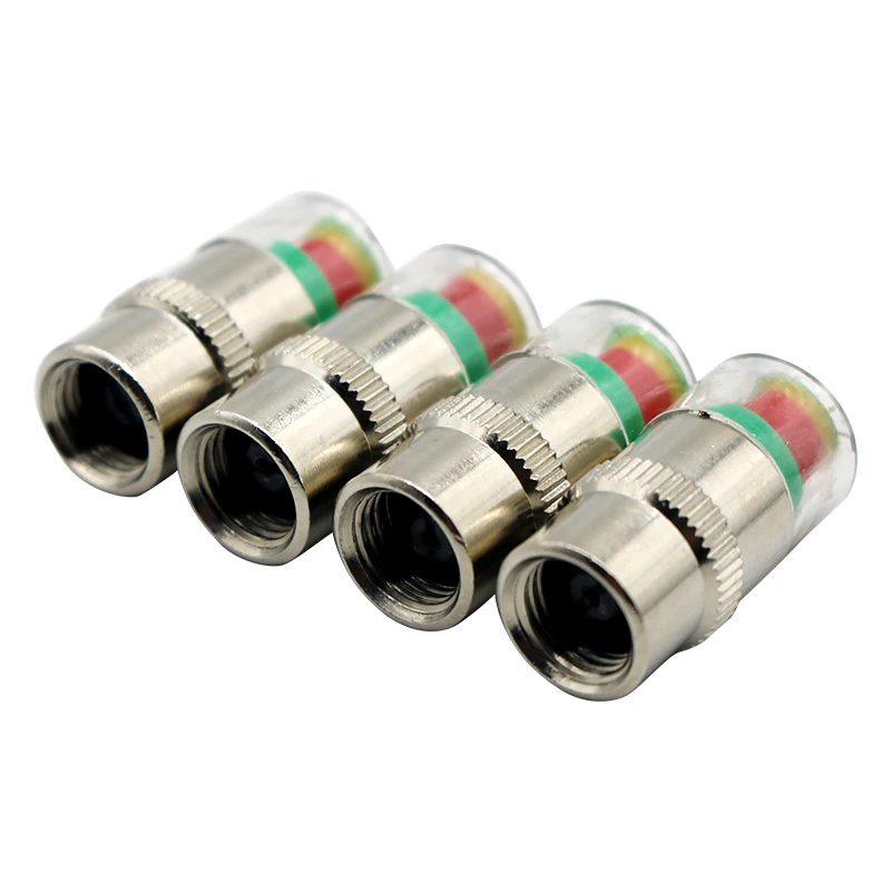 4pcs Motorcycle Car Tire Pressure Monitor Valve Indicator Gauge Alert Monitoring Valve Cap Sensor External Valve Detection