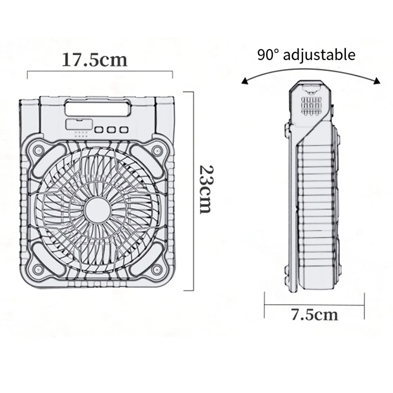 Op Zonne-Energie Aangedreven Ventilator Kamperen Met Led-Licht, Draagbare Kampeerventilator Met Zonnepaneel, Oplaadbare Tentkampventilator