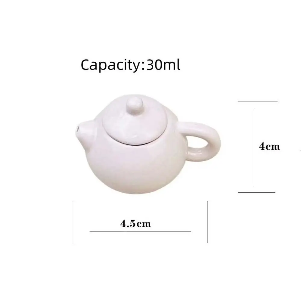 Simulation Mini Tea Cup Set Play House Pretend Play Dollhouse Teapot Desk Figurine Ceramic Doll Kitchen Trinket Doll Accessories