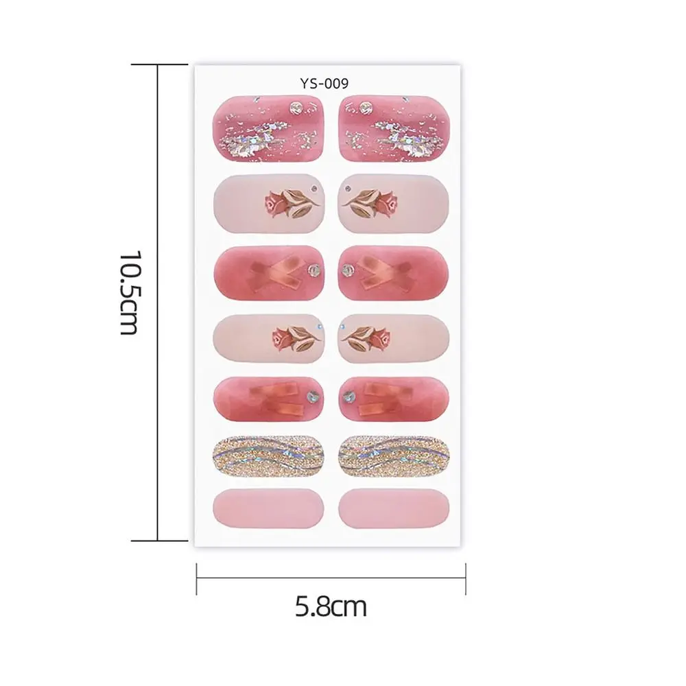 14 Strips Semi Cured Gel Nail Stickers French Nail Art Full Cover Gel Nail Polish Strips Gel Full Nail Wraps