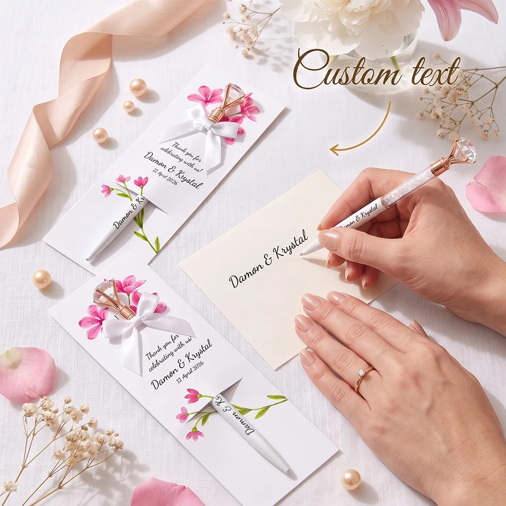 Custom Pearl Ballpoint Pen, Personalized Name Printed Metal Pen, Topper Wedding Favor,