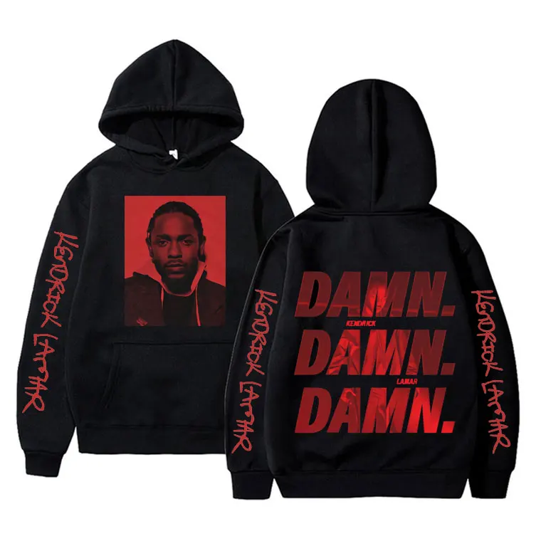 

Kendrick Lamar DAMN Double Sided Print Hoodie Men Women Fashion Hip Hop Trend Hooded Sweatshirt Male Retro Oversized Sportswear