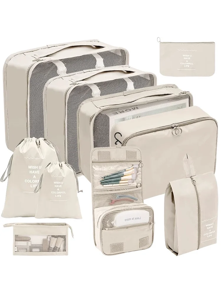 7/8/9/10 Stuks Set Reisorganisator Opbergzakken Koffer Verpakking Cubes Set Koffers Draagbare Bagage Kleding Schoen netjes Pouch Opvouwbaar - afbeelding 2