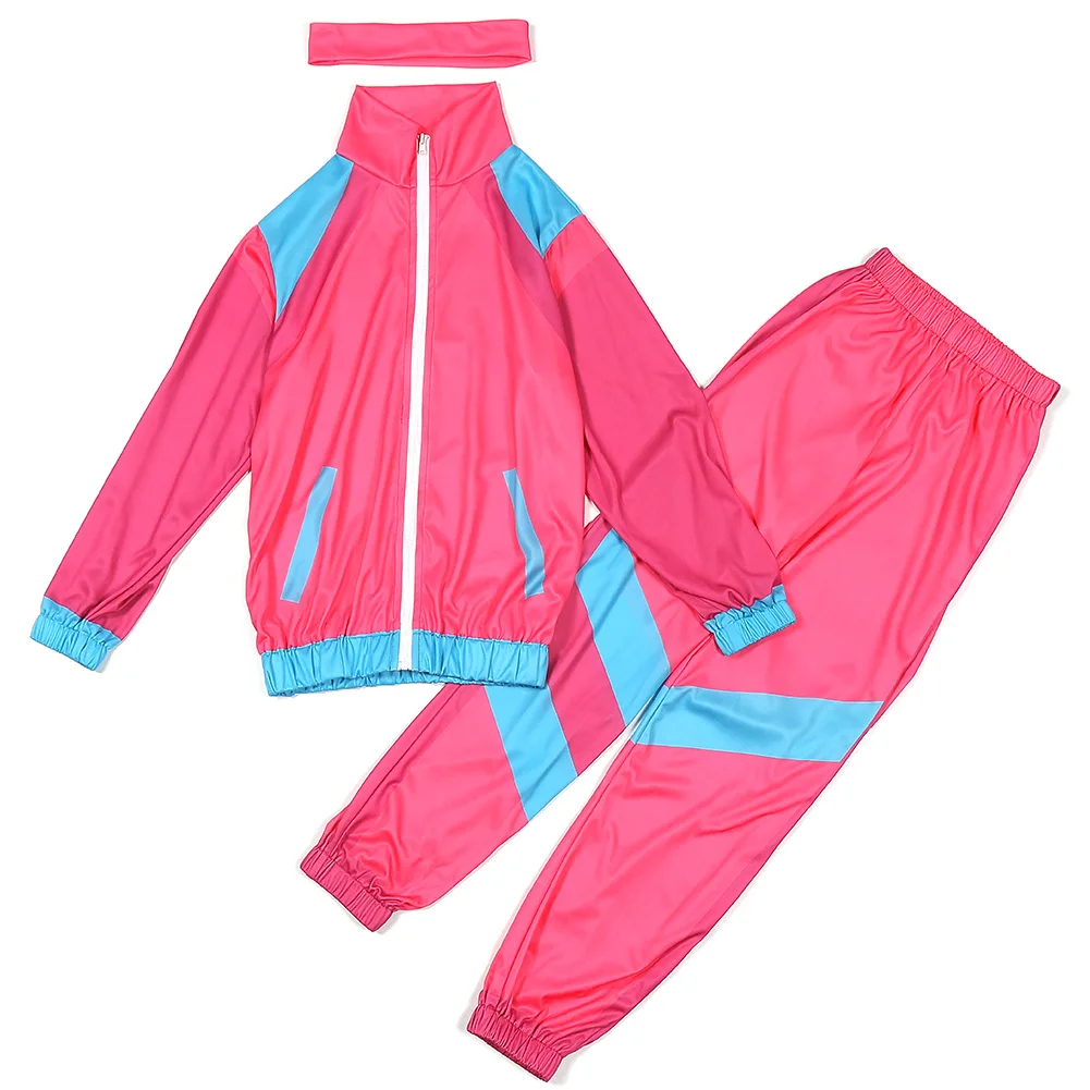 Kinderen Retro Hiphop Danskleding Roze Blauwe Jaren 90 Set Outfits Jas Broek Kinderen Podium Kostuum Casual Prestatie Kleding