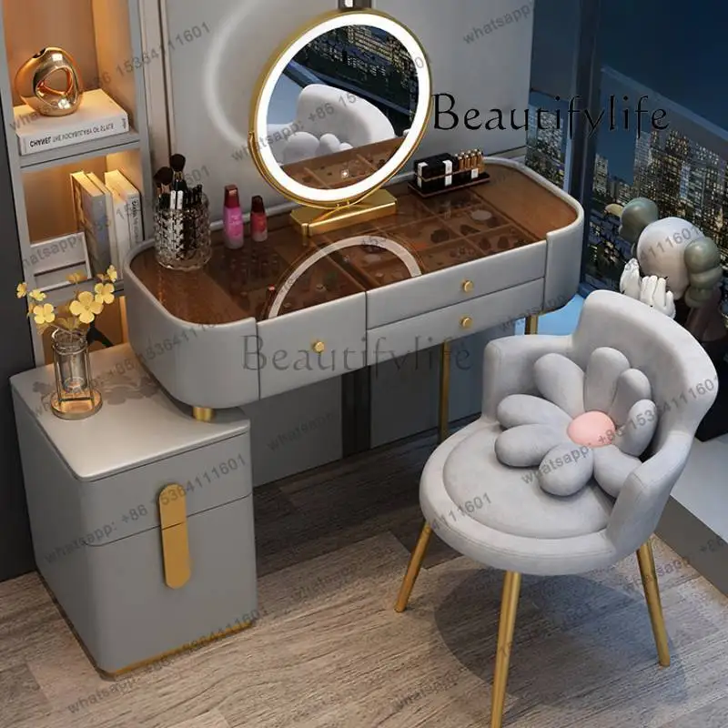 غرفة نوم ماكياج المنظم مضمد درج تخزين الحديثة الفاخرة المرايا تسريحات صالة الشمال الخشب ميسا #5