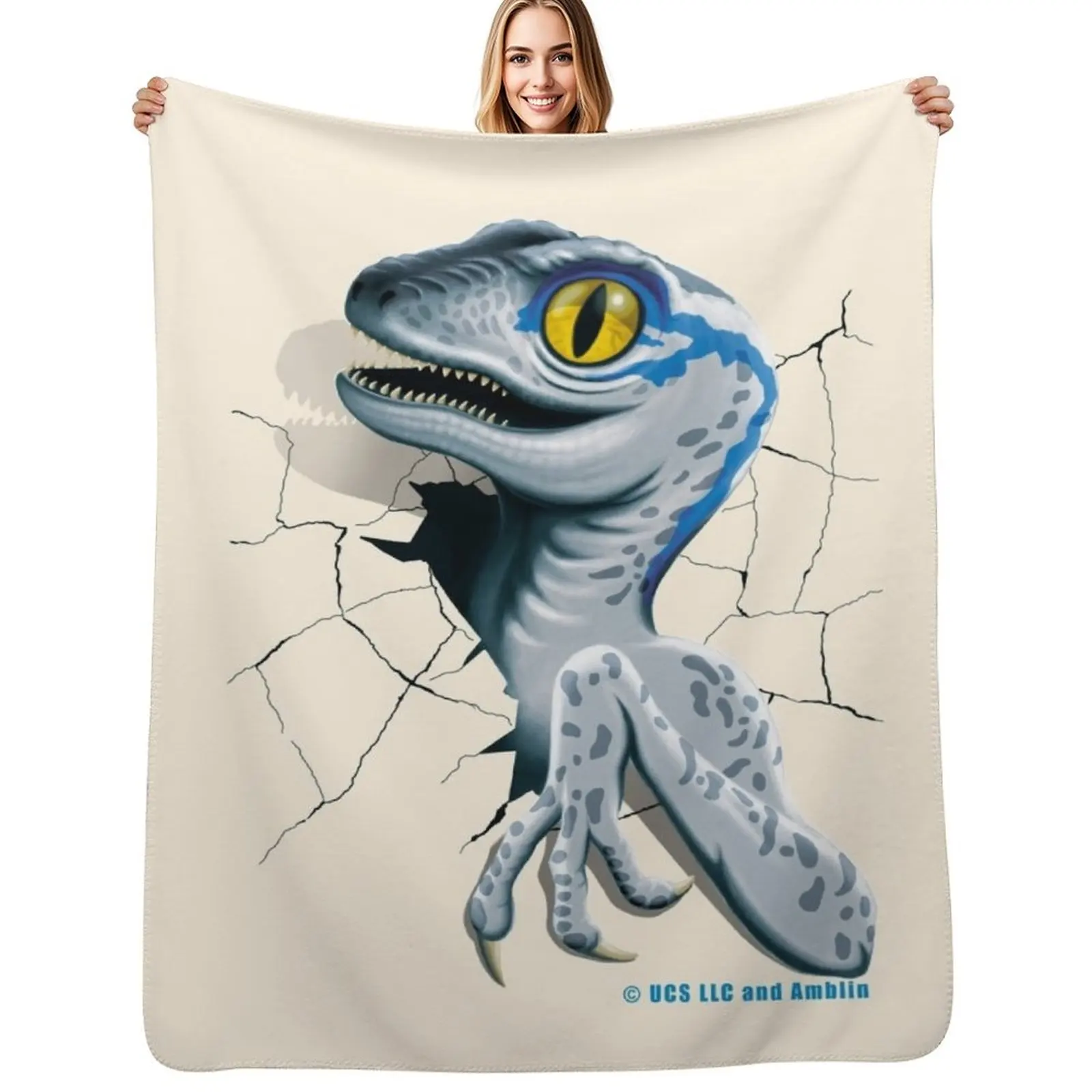 

Jurassic World - Baby Blue Velociraptor Throw Blanket Blankets Sofas Of Decoration Flannel Sofa Throw Sofa Quilt Blankets
