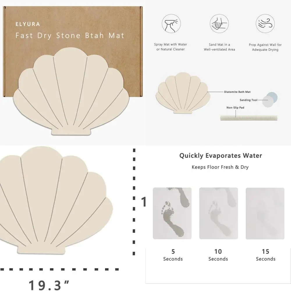 

Quick-Dry Diatomaceous Stone Bath Mat - Non-Slip, Easy Clean for Bathroom Floors