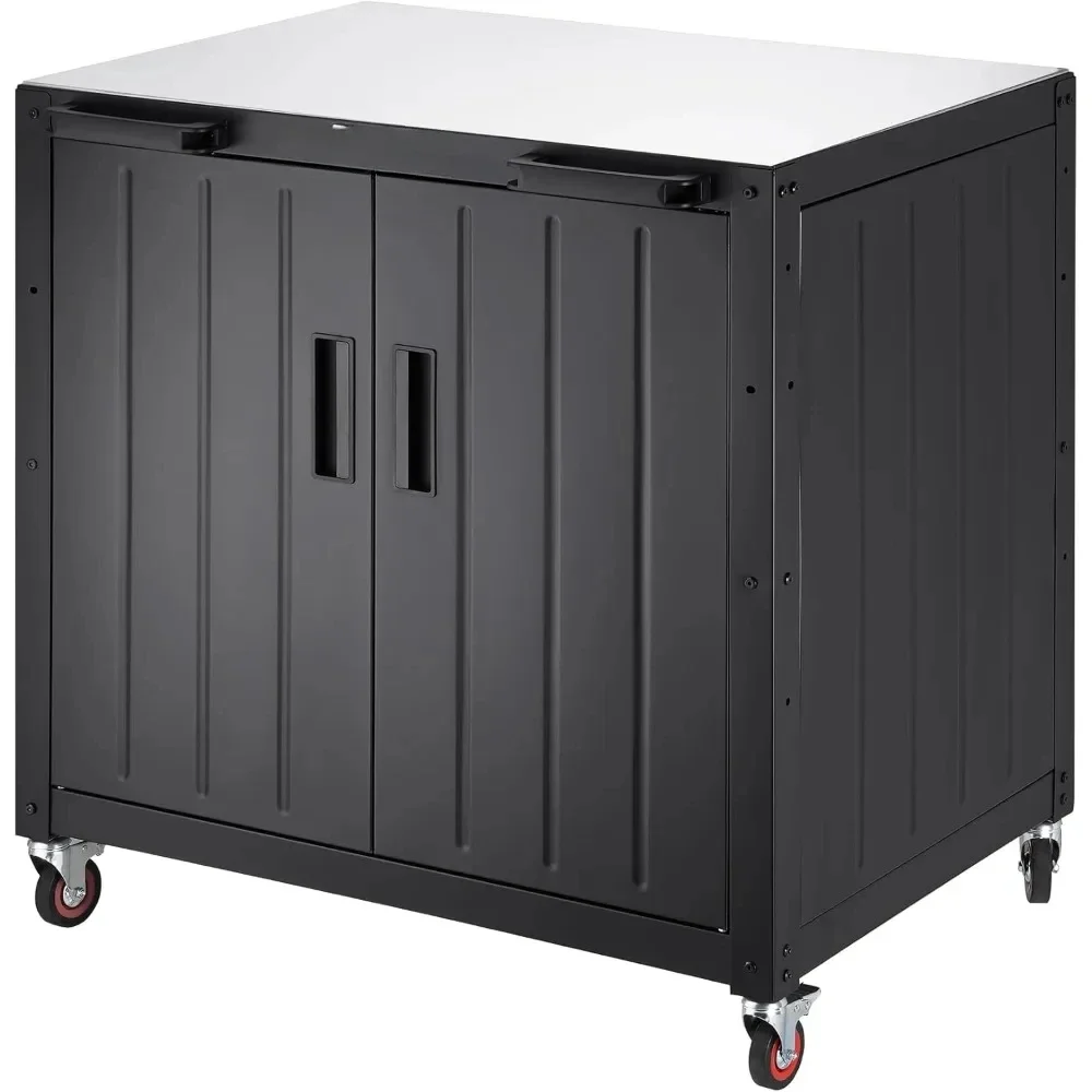 Grill Table, Outdoor Bar Cart Grill Cart with Storage Cabinet,Modular Outdoor Kitchen Island, Outdoor Grill Station