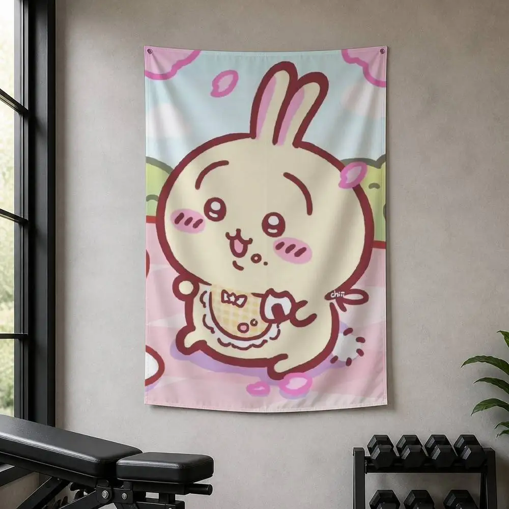 Usagi Decorative Hanging Flag with Grommets for Garage Bedroom Dorm Wall Decor