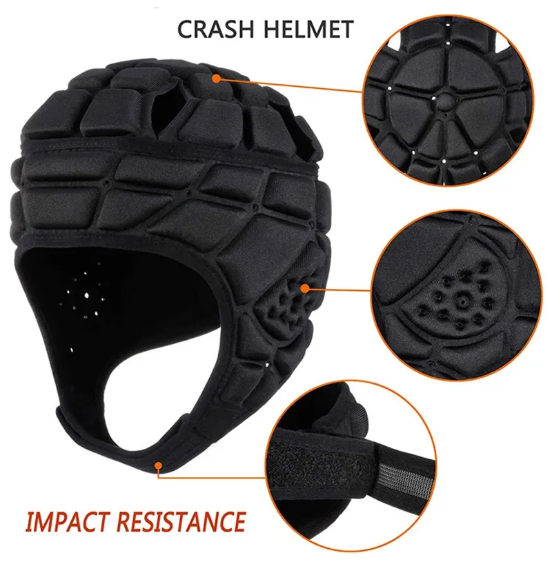 Adjustable Rugby Helmet EVA Padded Headgear Football Goalkeeper Soft Head Protective Helmet Protector for Unisex Youth Adults