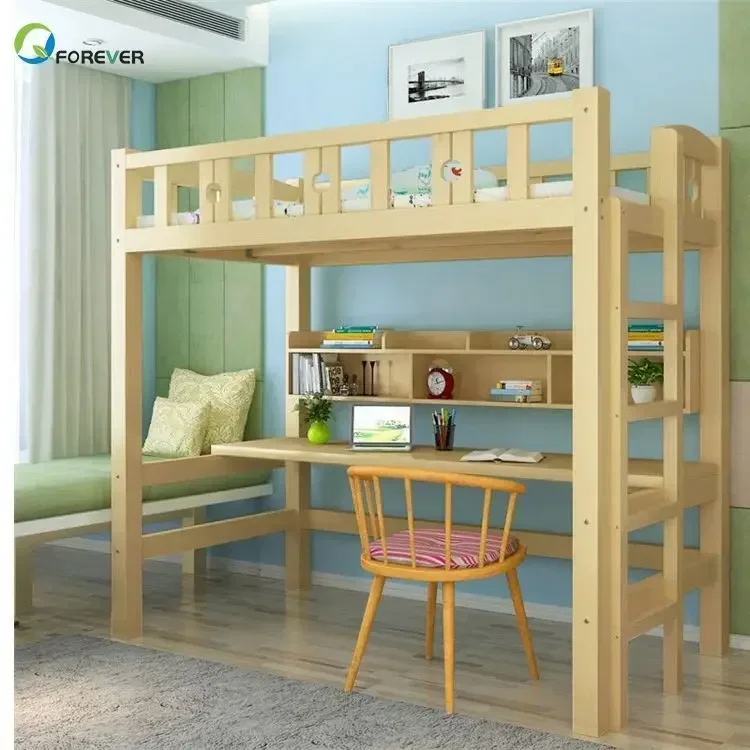 Sample Bunk Bed Wholesale Custom School Double Bed Pine Children Bunk Bed With Study Desk