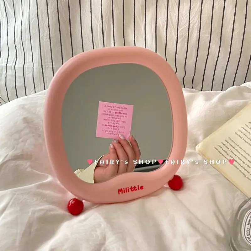 مرآة مكياج سطح المكتب الجمالية العالية ، لطيفة ومحمولة ، مكتب ، إنستغرام ، سكن الطلاب ، المنزل وغرفة النوم