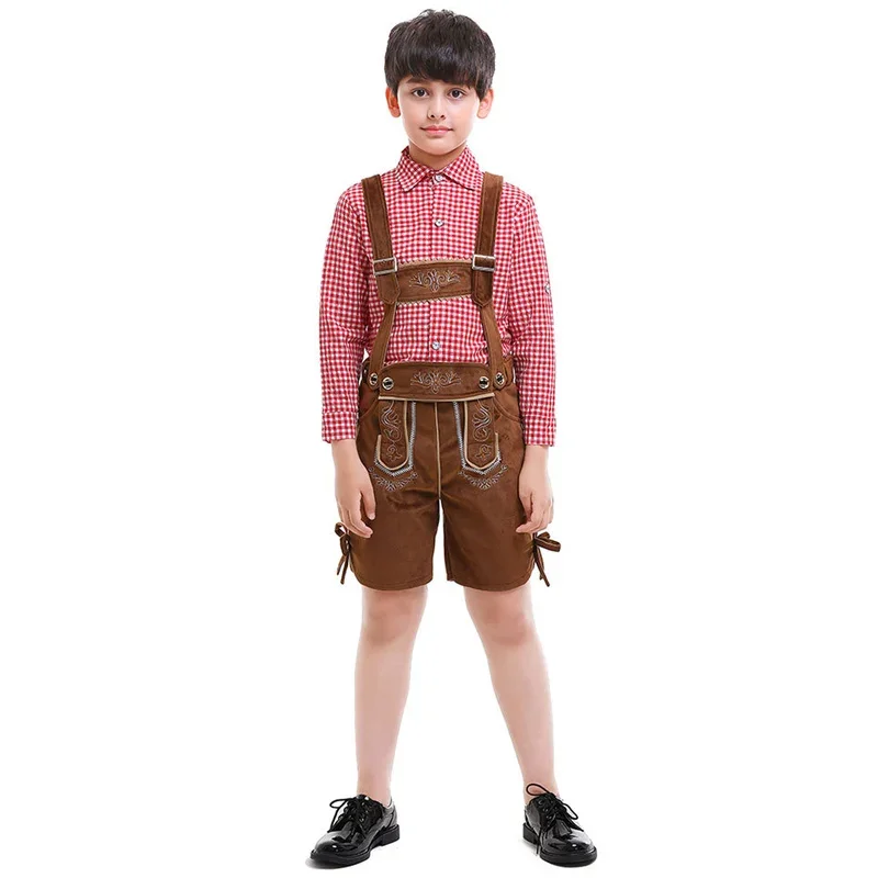 

Bavarian Octoberfest German Beer Costumes Kids Boys Lederhosen Oktoberfest Costume Halloween Carnival Party Cosplay Costume