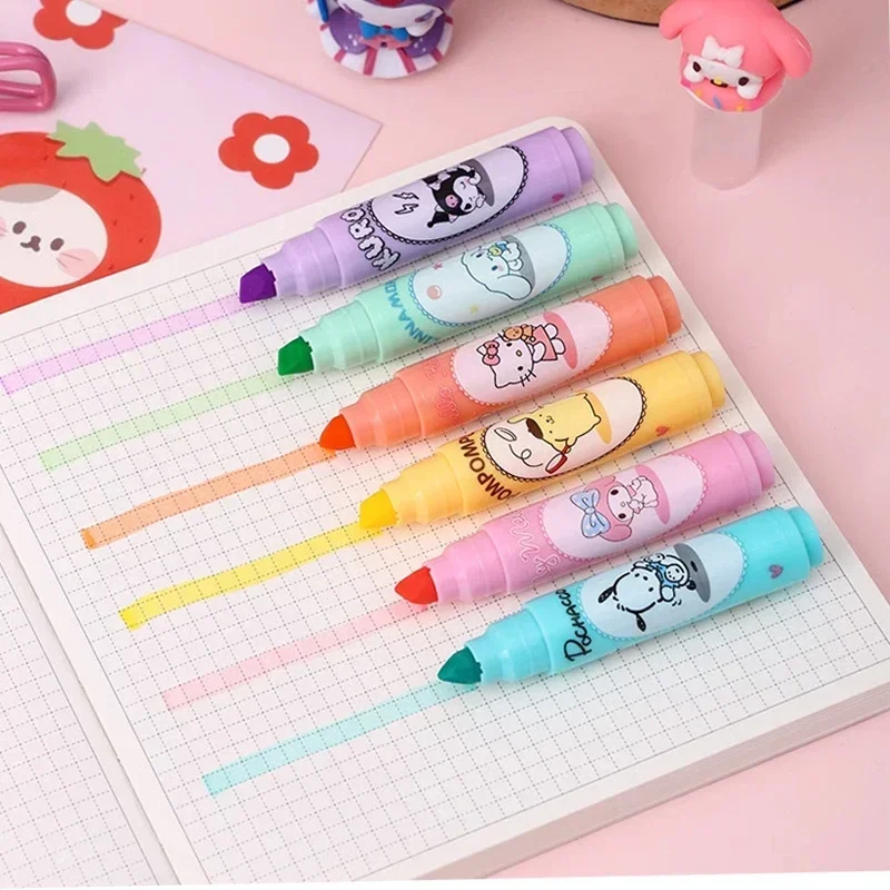 Imagem -04 - Caneta de Mão de Alto Valor Sanrio Kuromi Cartoon Marcador de Cores Donuts Pincel de Arte Presente da Menina Fofo 36 Pcs Novo