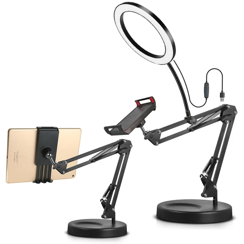 

Настольный кронштейн-держатель с шаровой головкой и складной подставкой для мобильных телефонов, планшетов, ПК, для видеоблогеров и стриминга