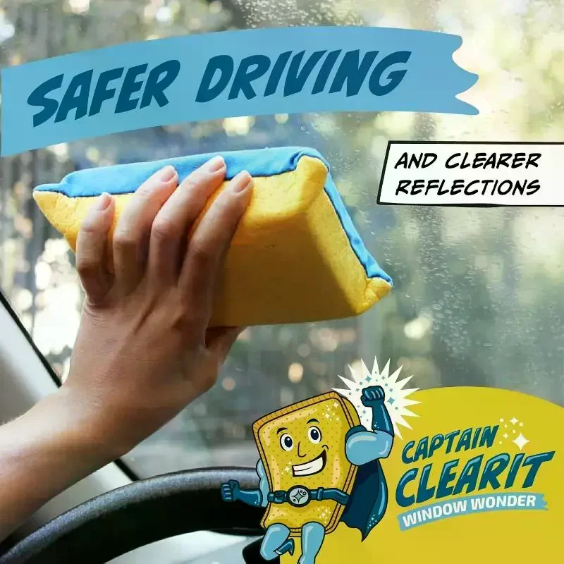 4/8Pcs Multifunctional Car Cleaning Sponge Block Non Woven Double Side Fleece Sponge Wiper For Car Glass Defogging Cleaning
