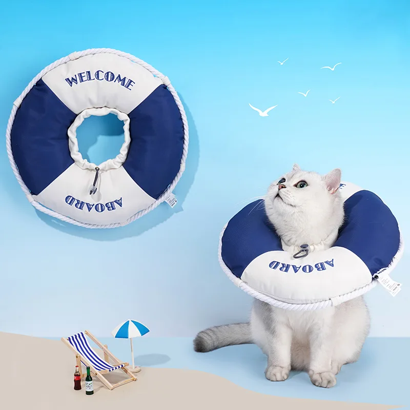 Cat E-Collar swimming ring Recovery Cone Adjustable Cotton Blends Neck Recover Cat Dog Elizabeth Circle Pet Protection Collar