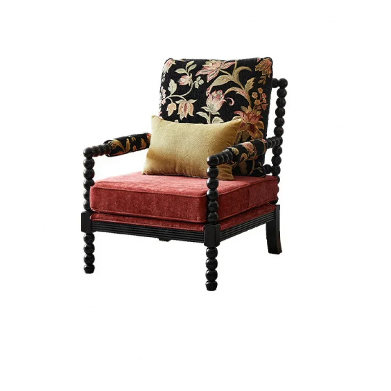Italian black pearl chair retro high-end solid wood single sand