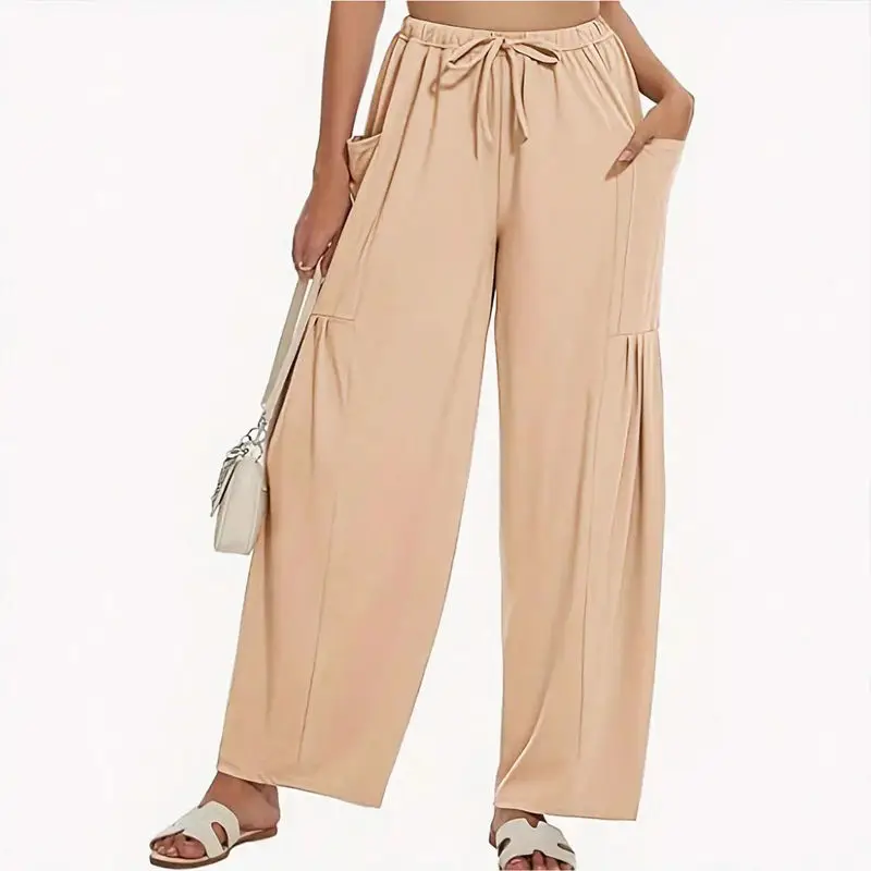 Retro Loose Wide-leg Pants for Women in Summer Thin High Waist Large Pocket Work Clothes Versatile Casual Pants