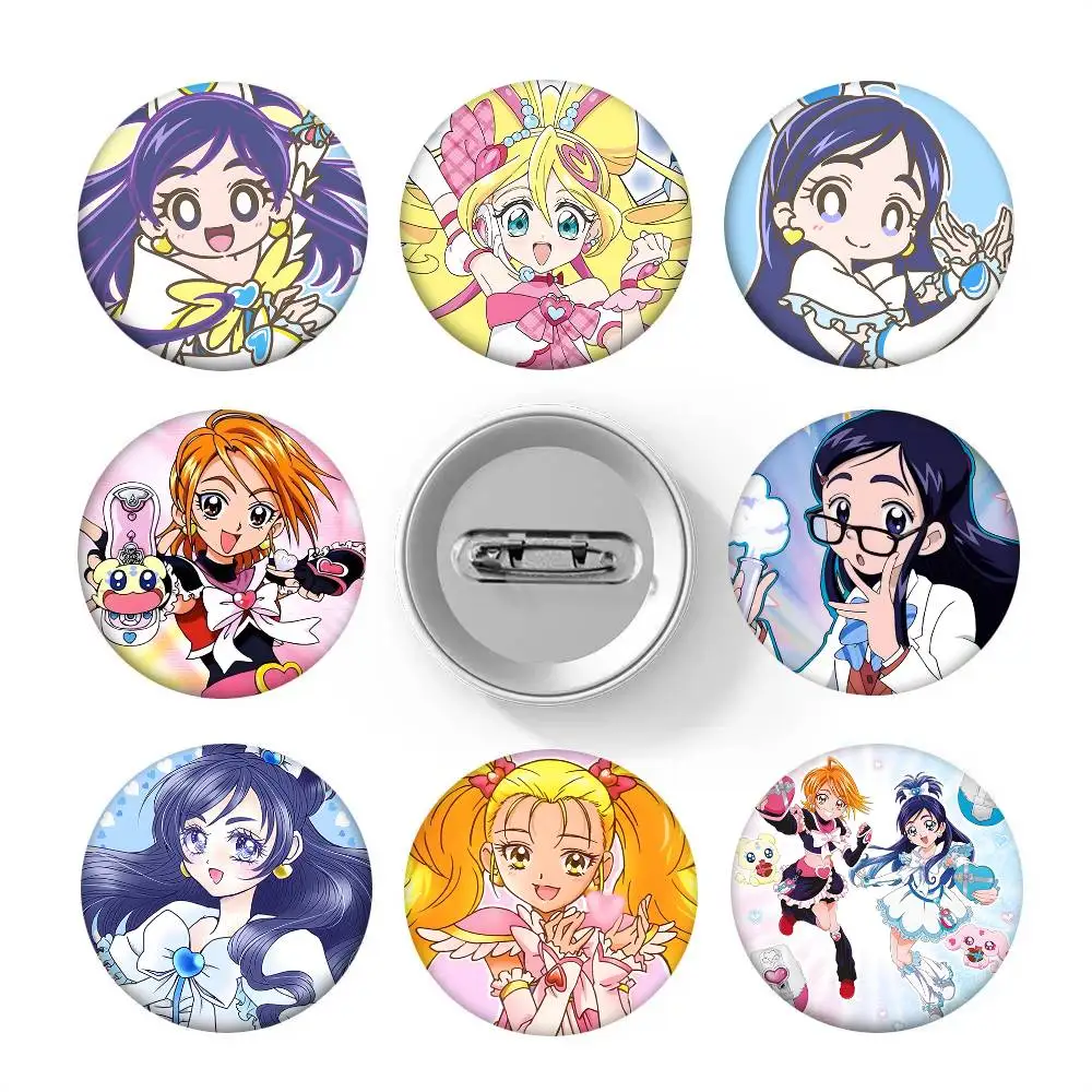 1pc Anime Futari Wa Pretty Cure Cartoon Style Badge Brooches On Backpack Decoration Round Enamel Pins For Accessorys