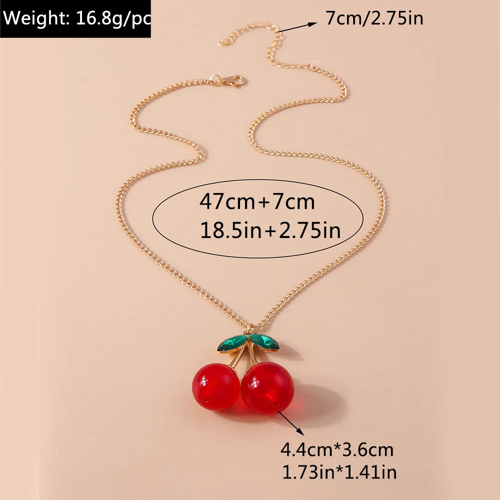 Aihua Neue Reizende Gold Farbe Rote Kirsche Anhänger Halskette Für Frauen Persönlichkeit Halskette Hochzeit Schmuck Geburtstag Geschenke – Detail 10