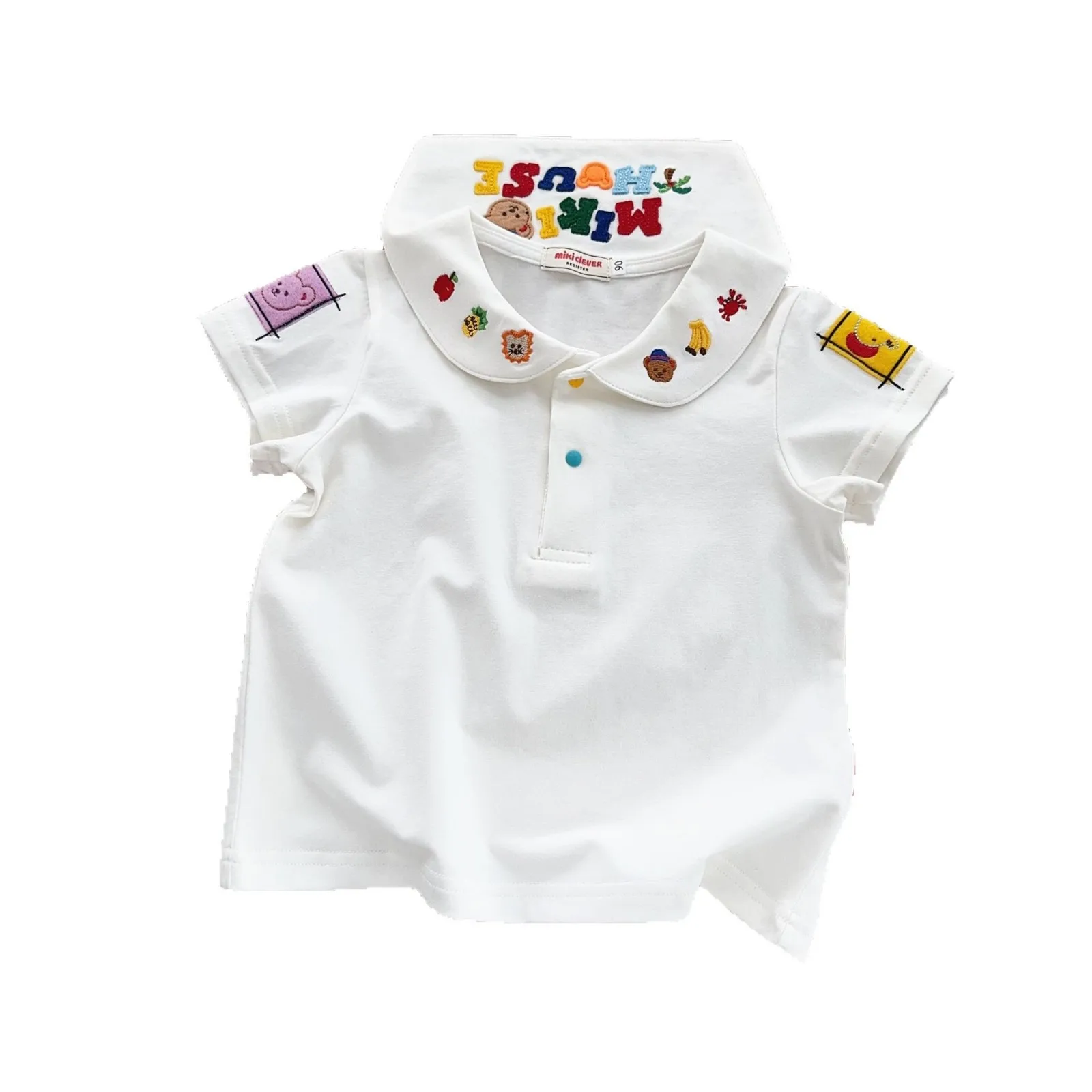 

Japanese Baby Inner Shirt 2025 Summer New Cute Navy Bear Vacation Style Navy Collar Short Sleeved Shirt