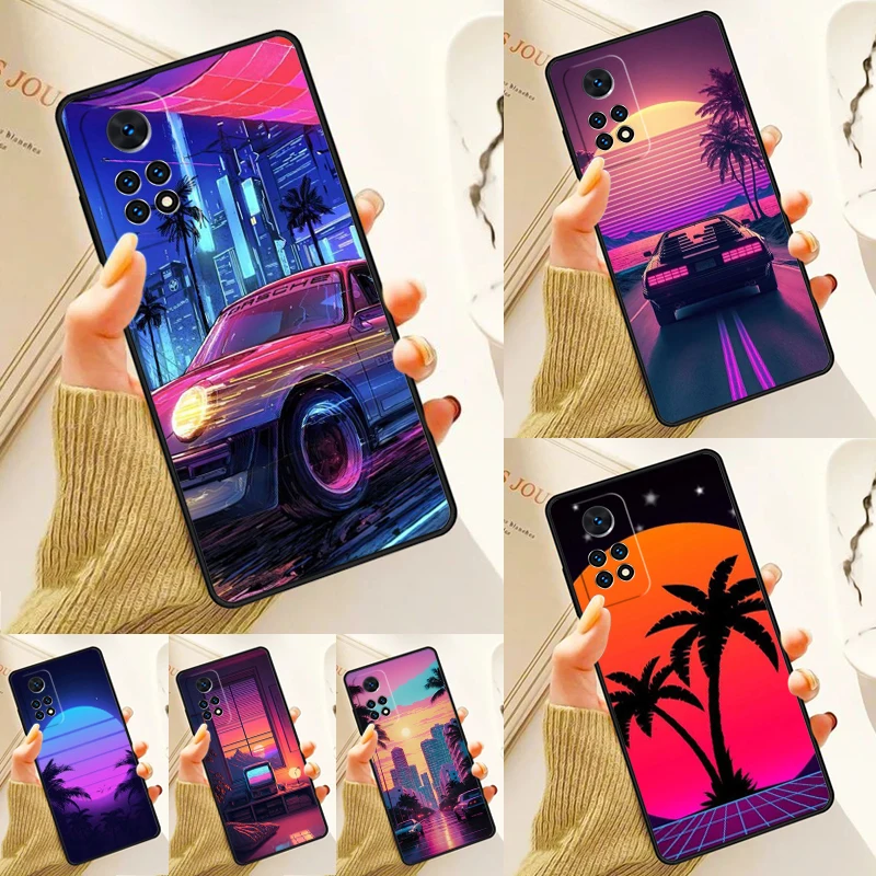 Synthwave Retro 80s Neon Case For Samsung Galaxy S24 Plus S23 S20 S21FE Lite S22 Ultra Note 20 S8 S9 S10 Phone Coque