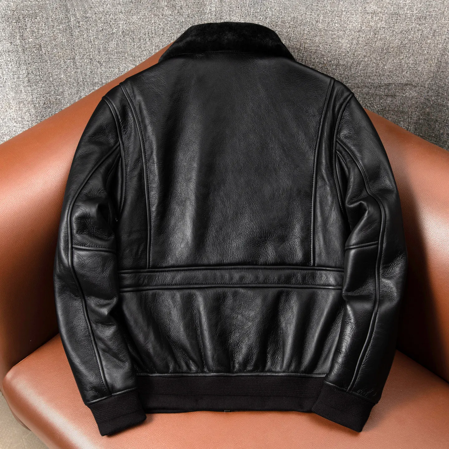 Original ecological lamb fur fur integrated genuine leather men's G1 flight suit large size thickened thermal jacket