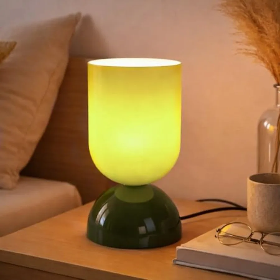 

8.9" Modern Glass Table Lamp for Living Room, Dimmable Desk Lamps for Bedroom, UL Listed Nightstand Lamp with Dome Base, End Ta