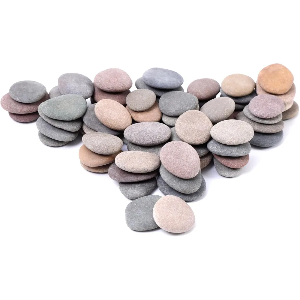 100 صخور مسطحة كبيرة مقاس 2.05-3.15 بوصة للرسم، لوازم طلاء صخور النهر الناعمة للأحجار اللطف والفنون والحرف اليدوية والديكور