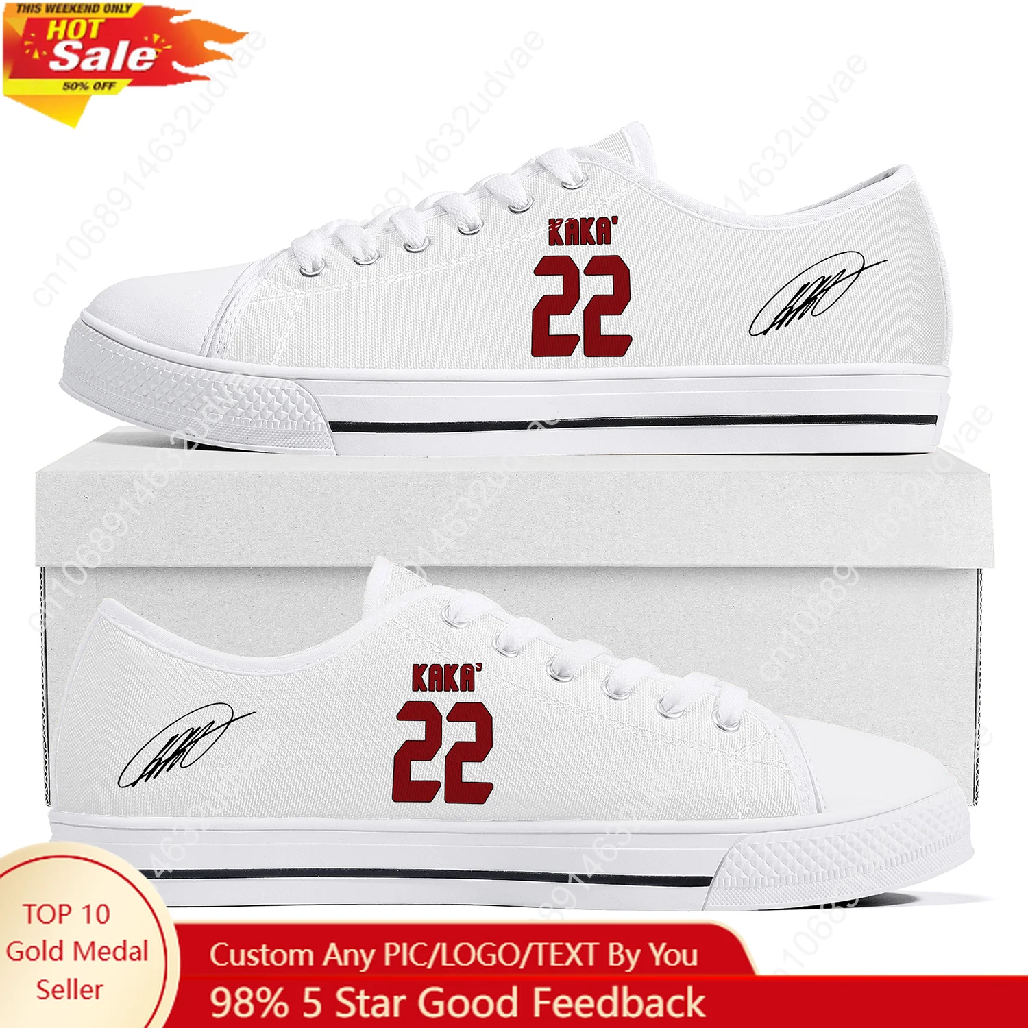 

Kaka No.22 Low Top Shoes Man Woman Teenager Canvas Casual Sneaker Brazil Soccer Star Sneakers Couple Footwear Custom Shoe White