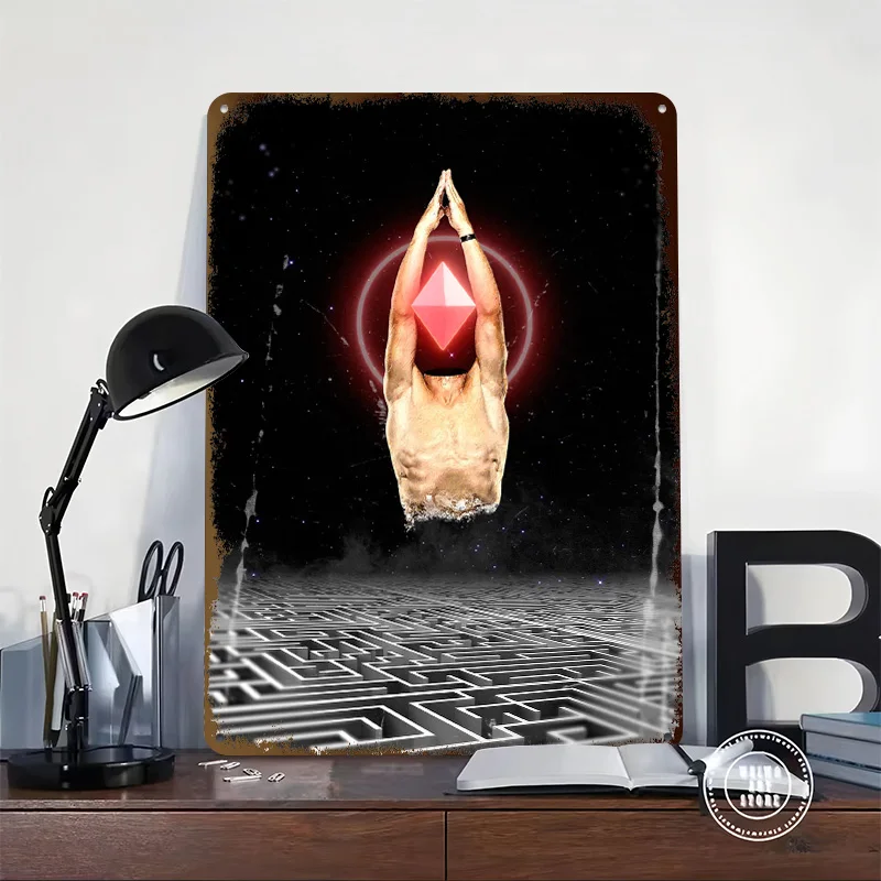 The Cosmic Gem Labyrinth Poster Customized Vintage Metal Signs Wall Art Retro Tin Plaque for Bedroom Decoration Gaming House