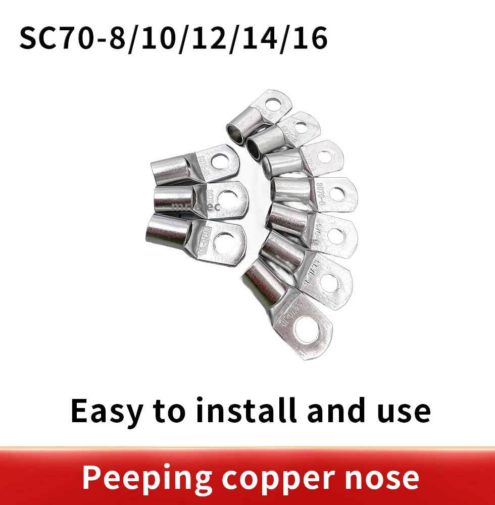 10pcs 30pcs/Lot SC 70-8 70mm2 8mm Bolt Hole Tinned Copper Cable lugs Battery Terminals Brand New