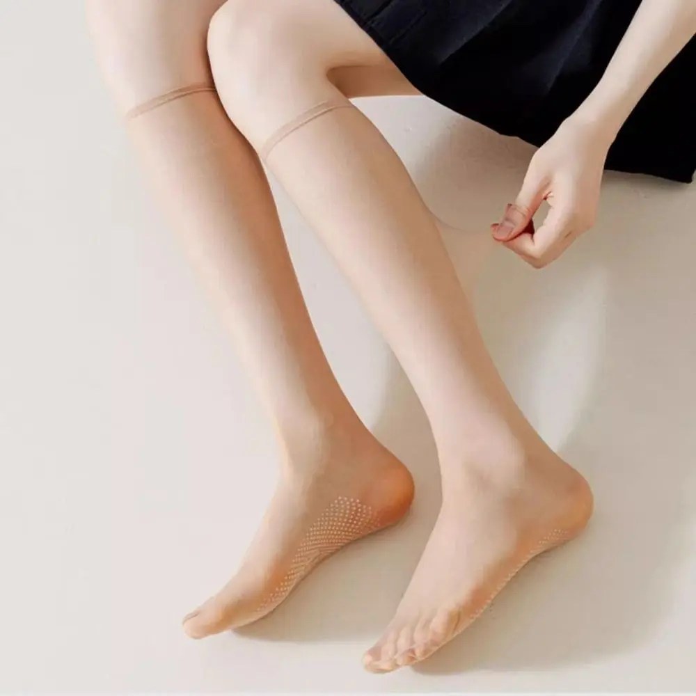 

8Pairs Sweet Solid Transparent Stockings Streetwear Ultra-thin Long Tube Socks Harajuku Lolita JK Silky Calf Socks Lady