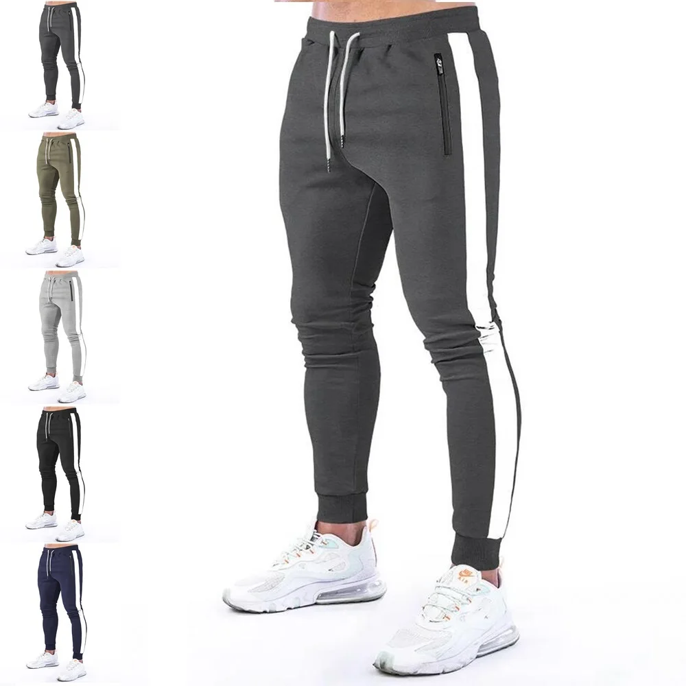 Mens Cotton Pants GYM Joggers SweatPants Streetwear Casual Slim Sport Trousers Training Workout Fitness Zipper Pockets Pant