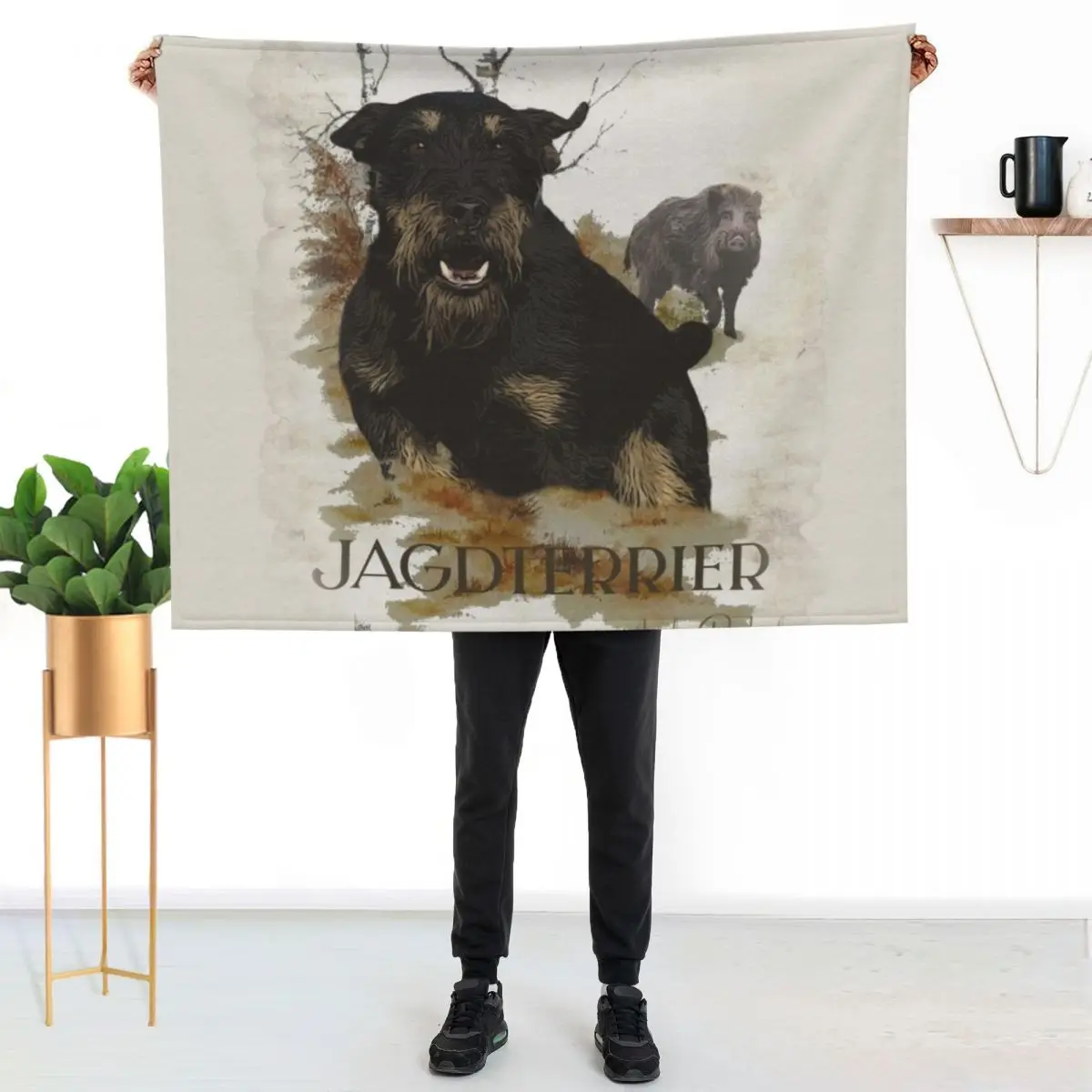 Jagdterrier Apache, hunting boar Throw Blanket Large warm winter Bed linens Soft Big Moving anime Blankets