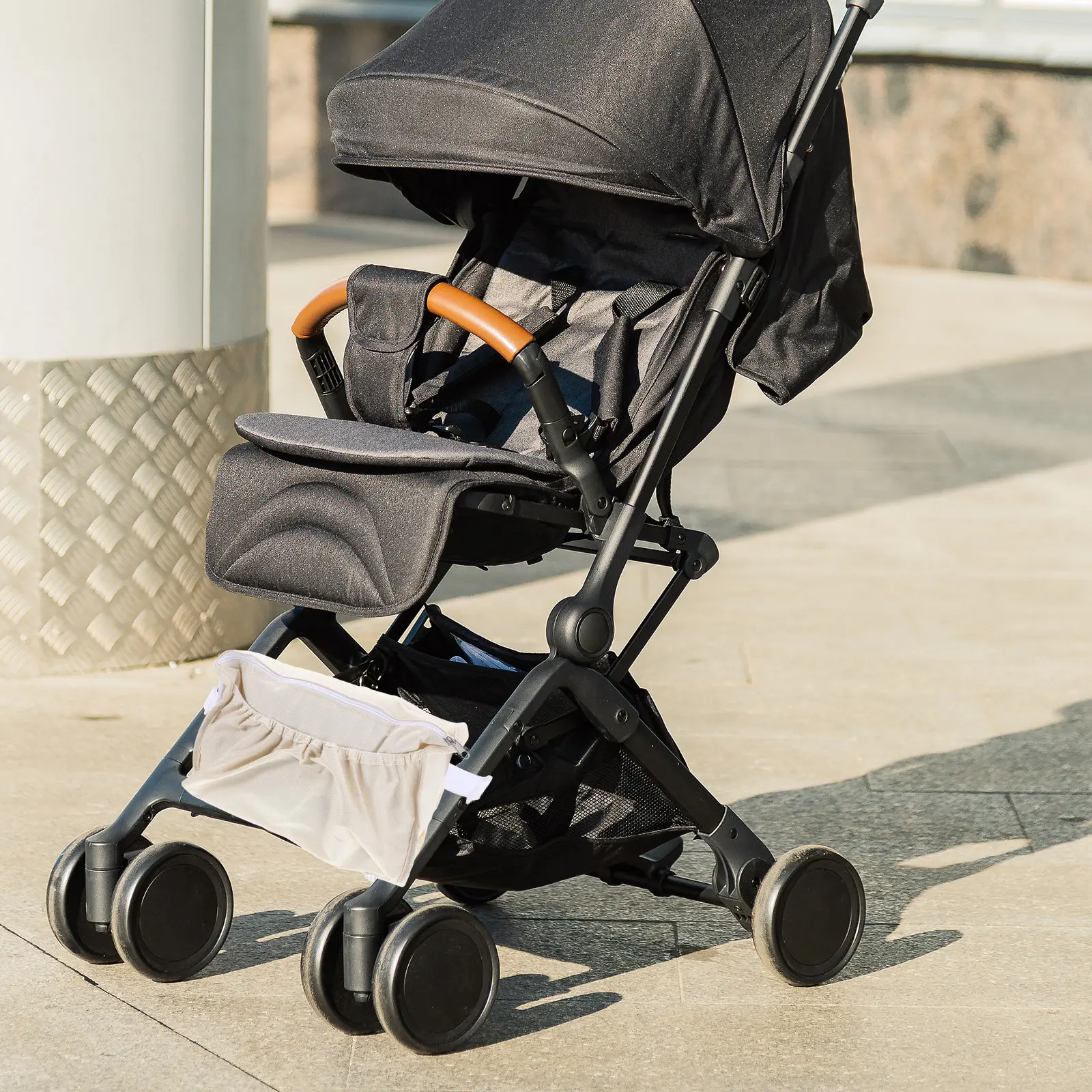 

Baby Stroller Storage Basket Light Yellow Large Capacity Pushchair Organizer Bag Universal Hanging Stroller Storage Bag Travel