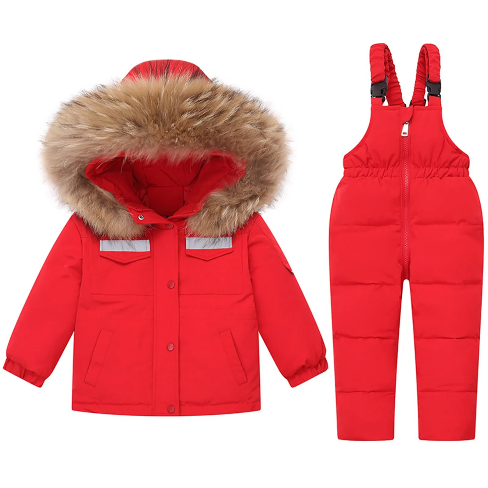 Snowwear Children Clothing 2 pcs Sets Baby Winter Warm Down Jackets Boys Thicken hooded Coat Jumpsuit Girl Clothes Kids Snowsuit