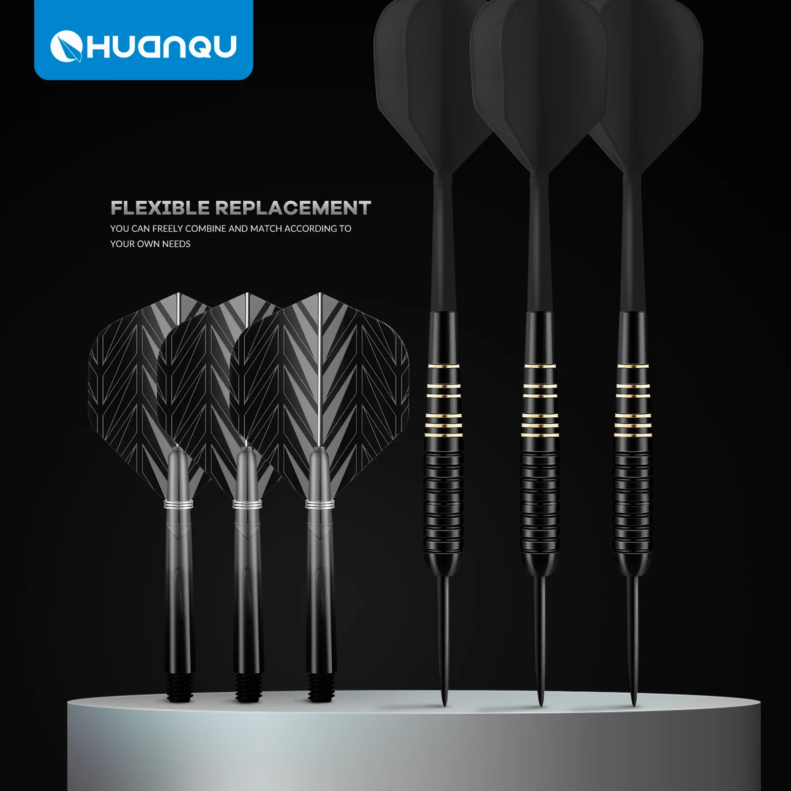 Huanqu All-In-One Copper Dart Set Includes Spare Dart Shafts and Wings and Storage Box, Professional Competition Practice Dart Set, Perfect Universal Christmas Gift, New Year Gift, Holiday Gift Set