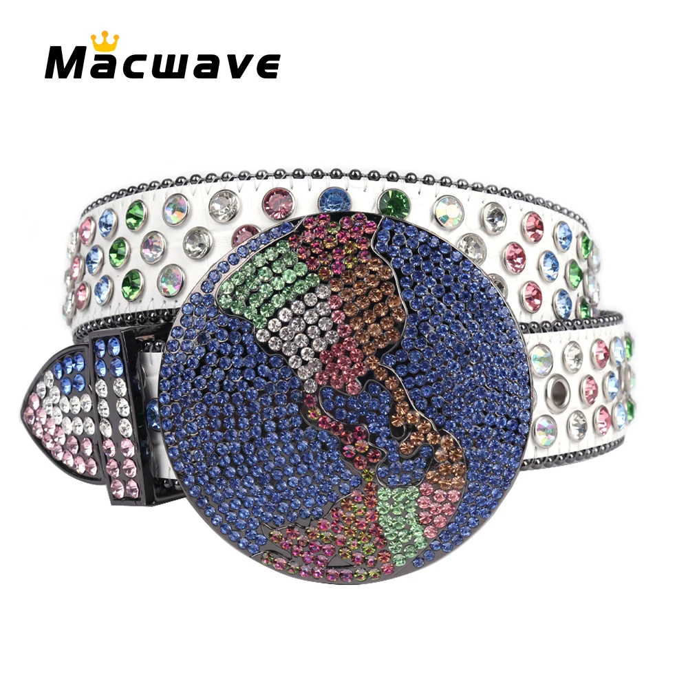 

Western Rhinestones Belt Goth Women PU Leather Strap for Rhinestone Belts Western Cowboy Y2K Girls Fashion Belt for Jeans Men